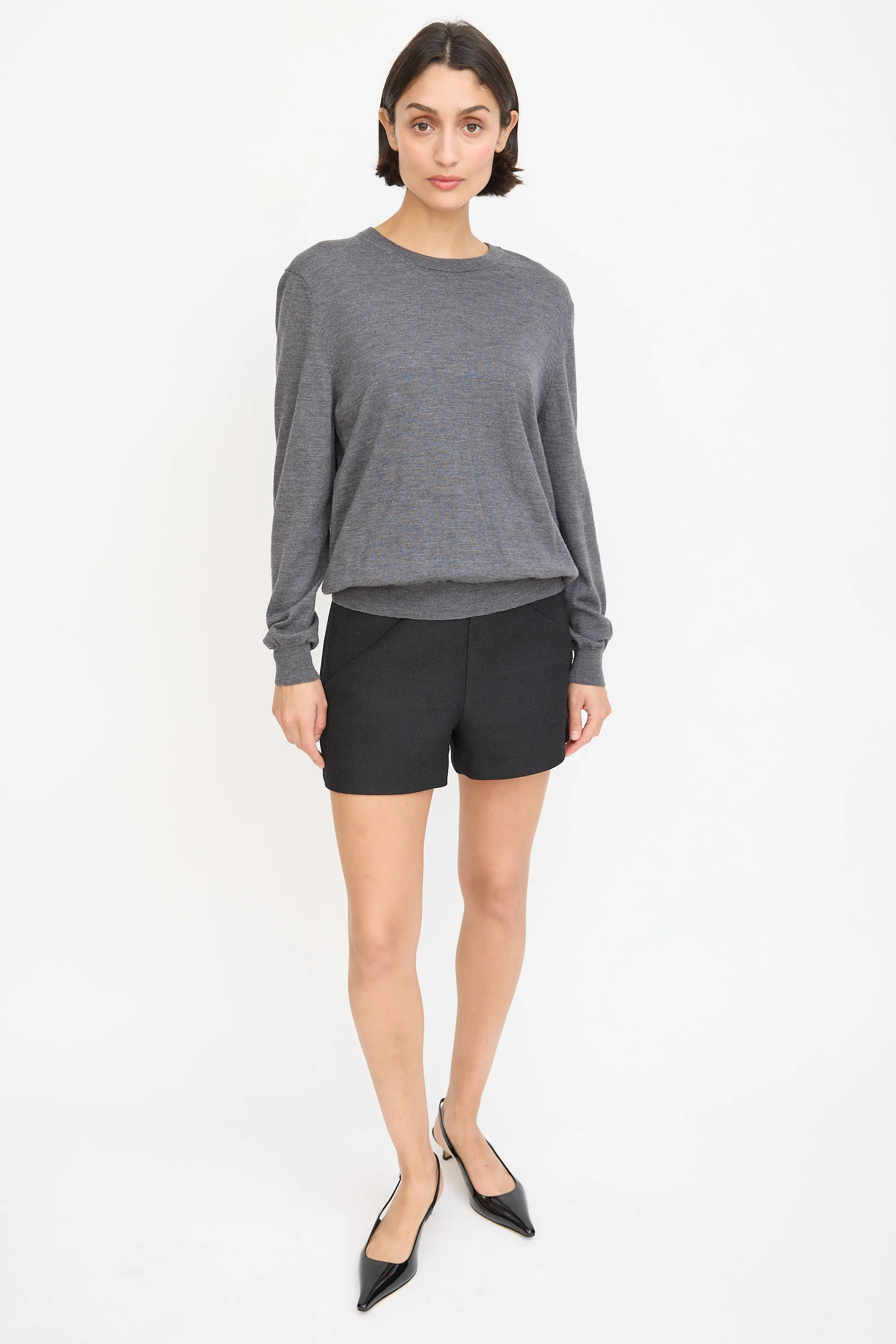 Dark Grey Wool Back Logo Sweater