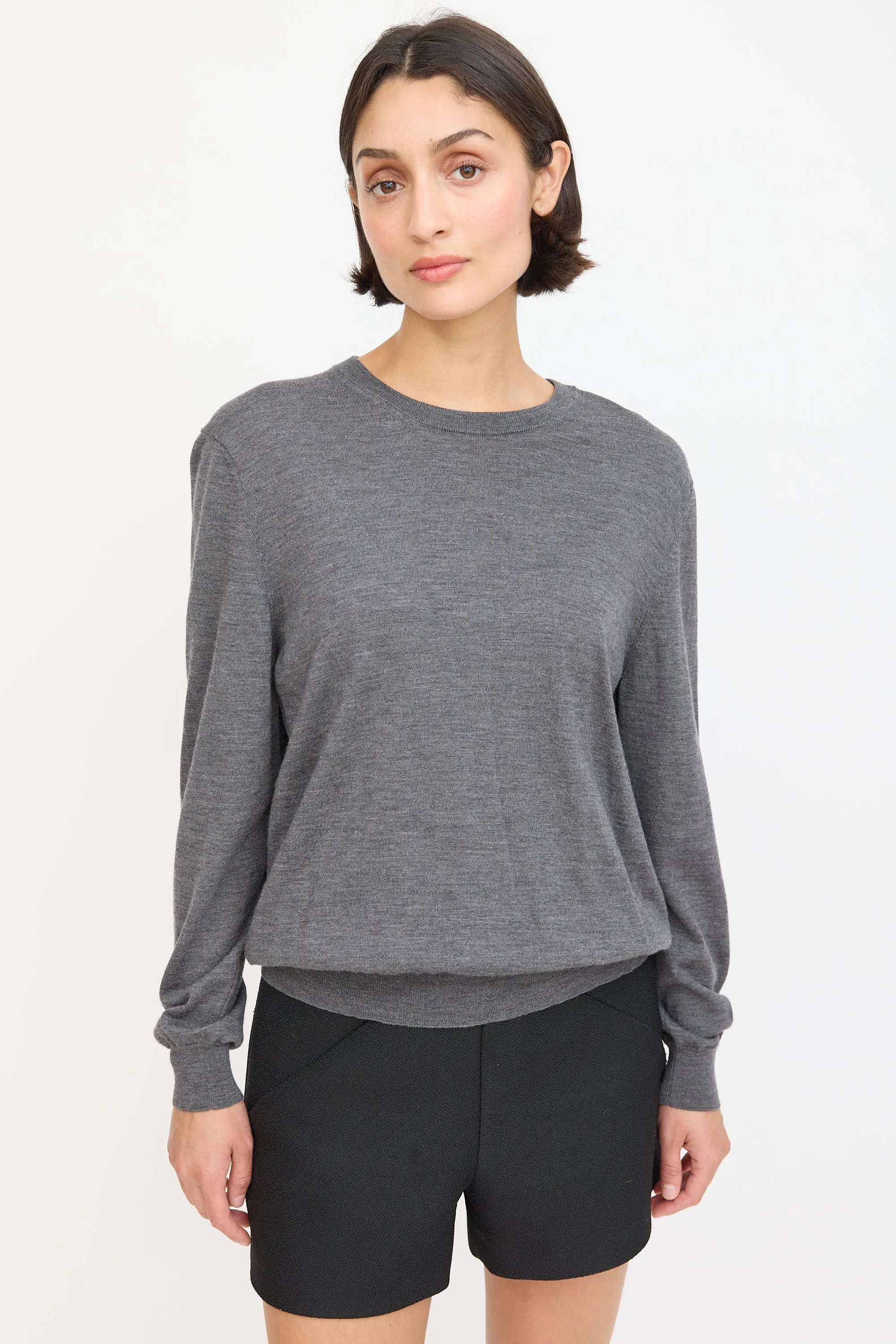 Dark Grey Wool Back Logo Sweater