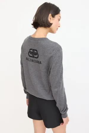 Dark Grey Wool Back Logo Sweater
