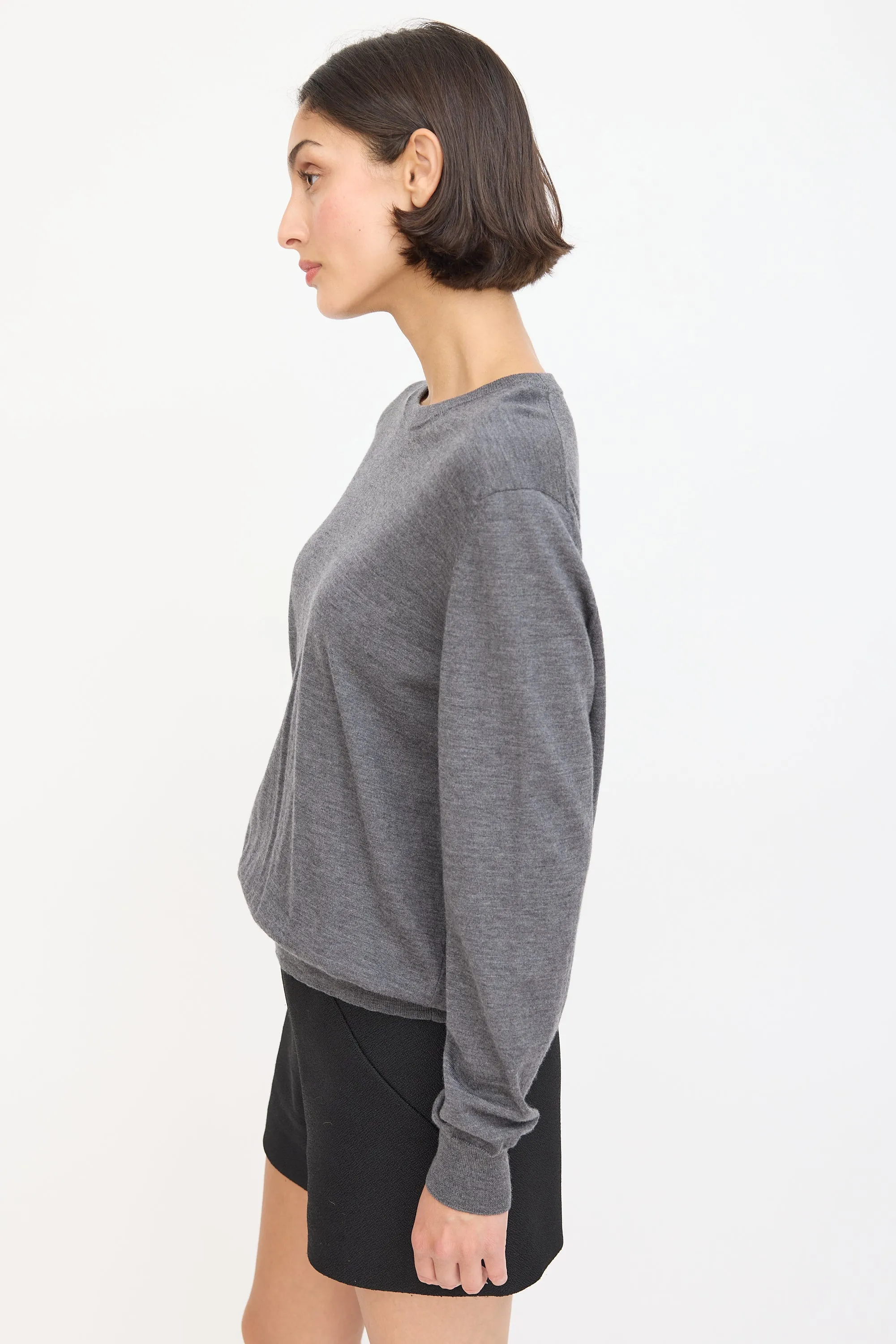 Dark Grey Wool Back Logo Sweater
