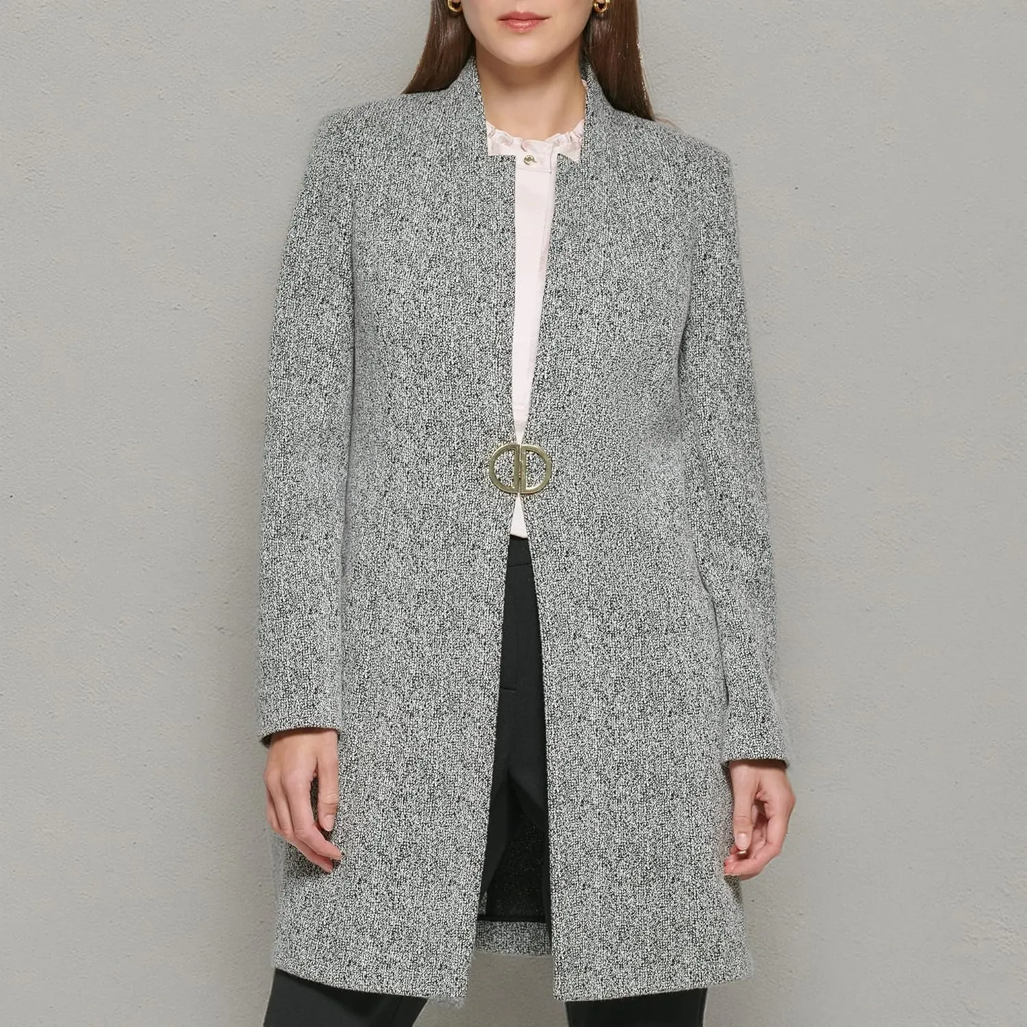 DKNY Women's Novelty Metallic Monogram Detail Jacket