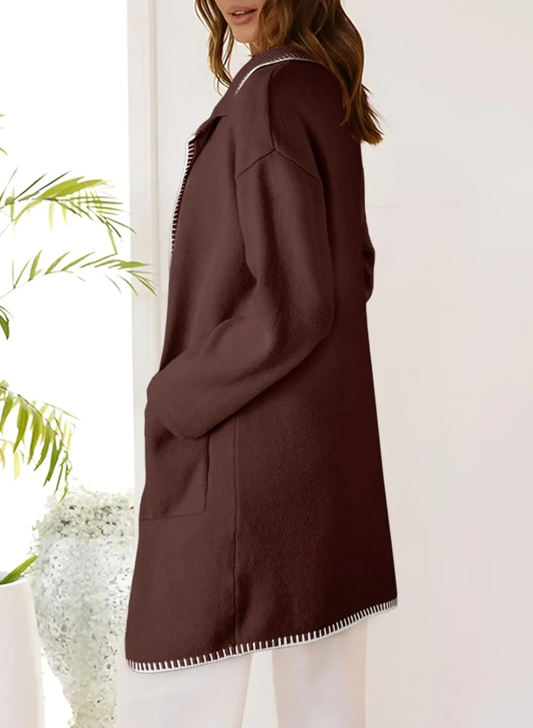 Dokotoo Womens Casual Long Cardigan Sweaters 2024 Winter Coats Fall Jacket Knit Coatigan Outwear with Pockets