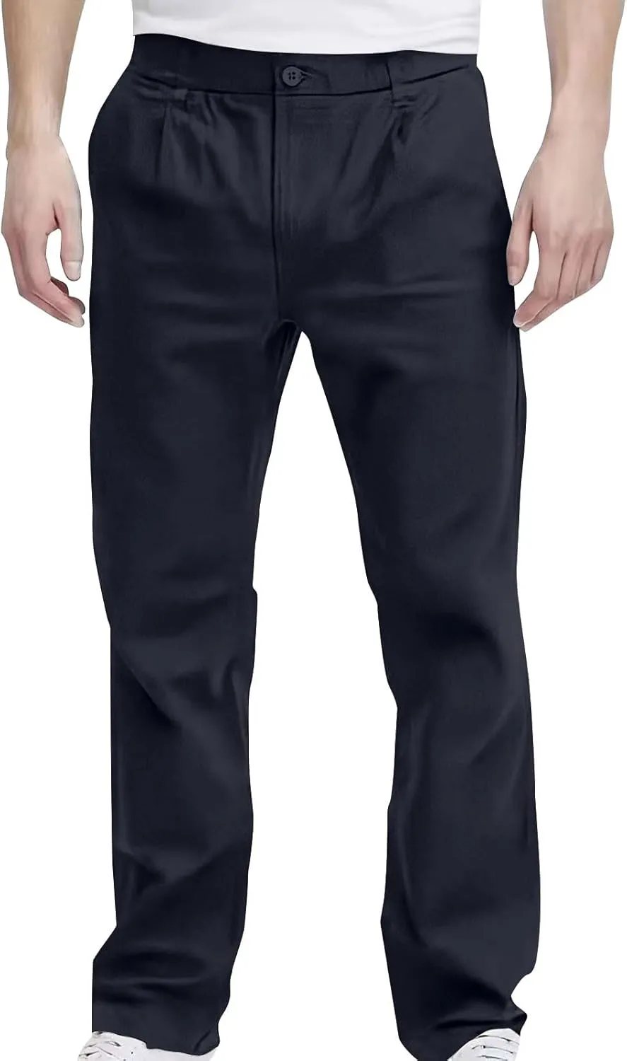 Dress Pants for Men Business Casual Straight Leg Work Pants Relaxed Fit Travel Outdoor Pants with Pockets