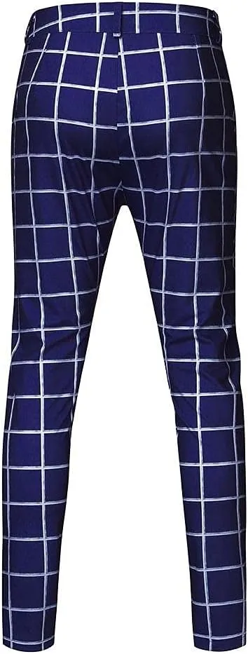 Dress Pants for Mens Slim Fit - Traditional Plaid Chino Pants Casual Loose Comfort Skinny Business Pants Trousers