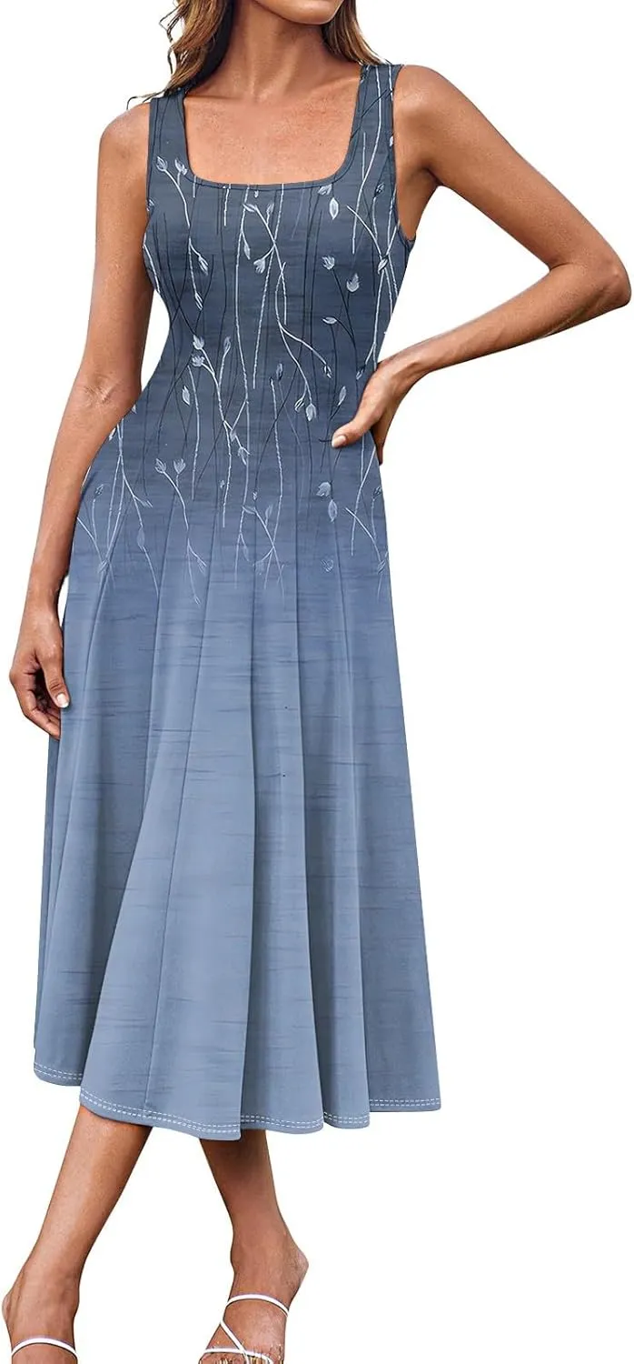 Dresses for Women 2025 Formal Floral Midi Vacation Sundresses Casual Soft Fabric Dress Cocktail Dresses