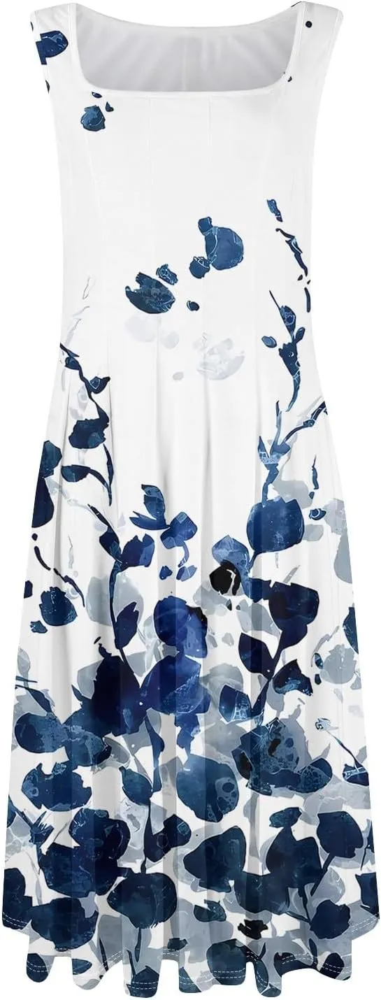 Dresses for Women 2025 Formal Floral Midi Vacation Sundresses Casual Soft Fabric Dress Cocktail Dresses