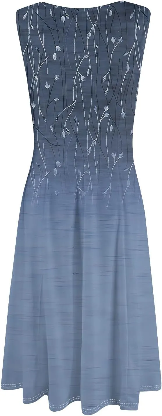Dresses for Women 2025 Formal Floral Midi Vacation Sundresses Casual Soft Fabric Dress Cocktail Dresses