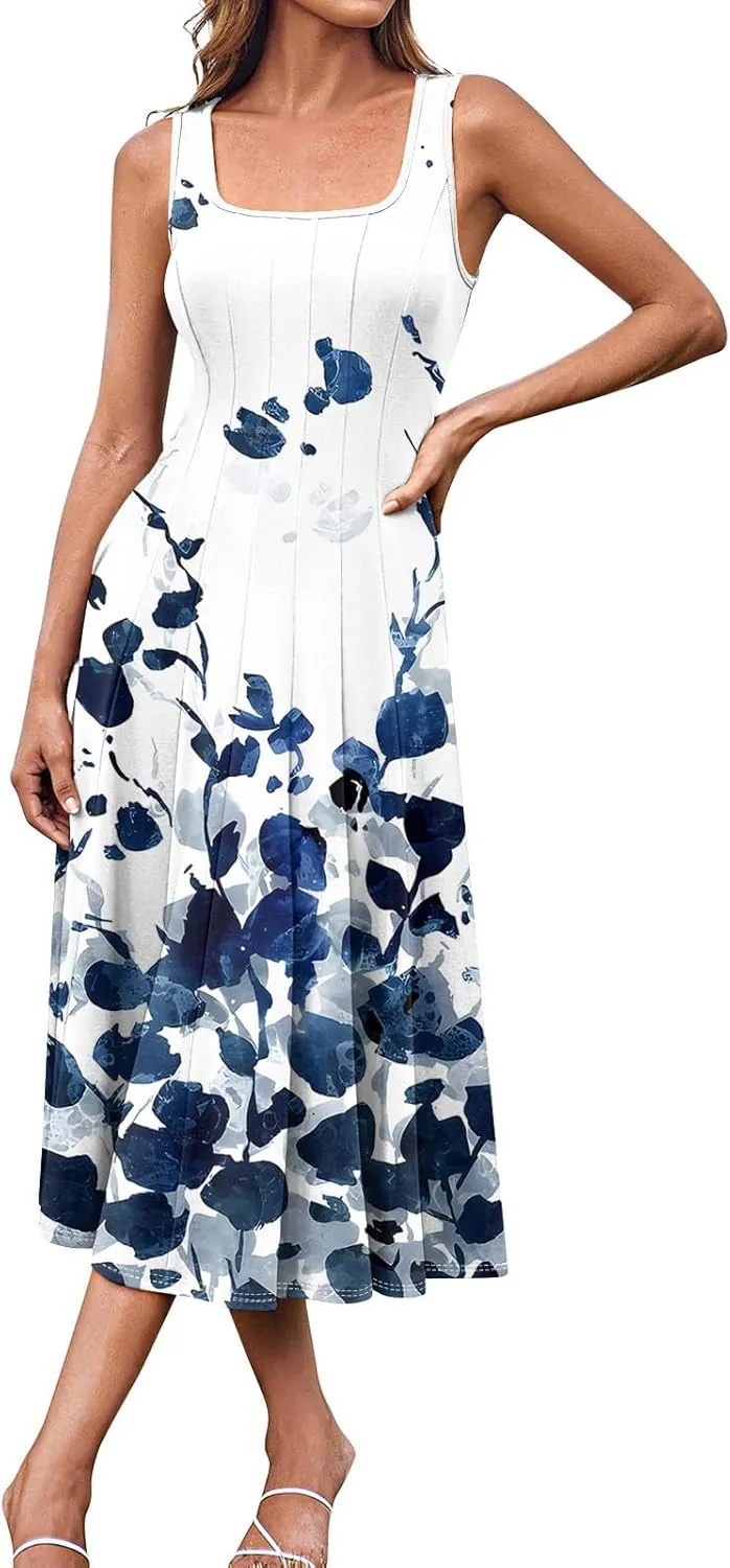 Dresses for Women 2025 Formal Floral Midi Vacation Sundresses Casual Soft Fabric Dress Cocktail Dresses