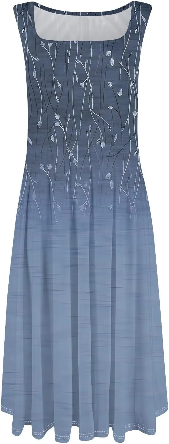 Dresses for Women 2025 Formal Floral Midi Vacation Sundresses Casual Soft Fabric Dress Cocktail Dresses