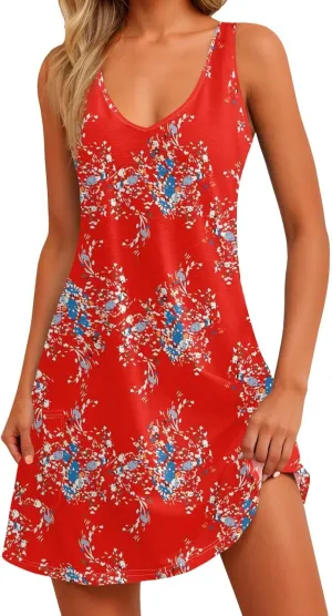 Dresses Women Casual Loose Fit Midi Dresses for Women Sleeveless Loose Flowy Dresses Women Elegant Summer Cute