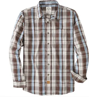 Dubinik Mens Button Up Shirts Long Sleeve Casual Button Down Cotton Vintage Soft Plaid with Pocket