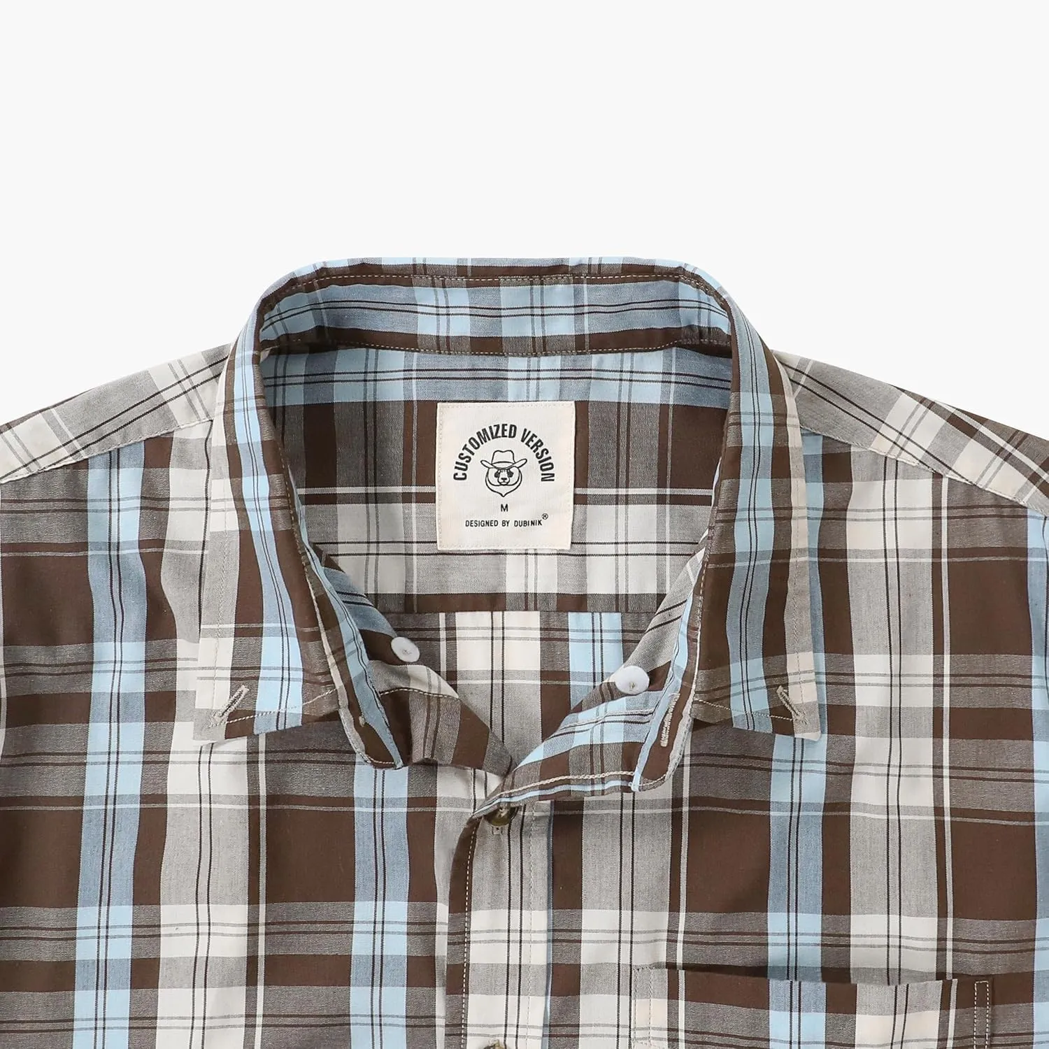 Dubinik Mens Button Up Shirts Long Sleeve Casual Button Down Cotton Vintage Soft Plaid with Pocket