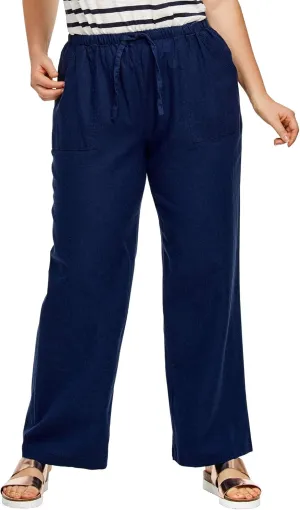 ellos Plus Size Linen-Blend Drawstring Pants