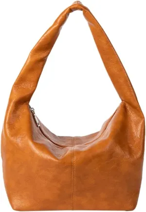 Fashion Vegan Leather Shoulder Bag for Women Large Dumpling Tote Purse Casual Soft Handbag Top Handle Satchel