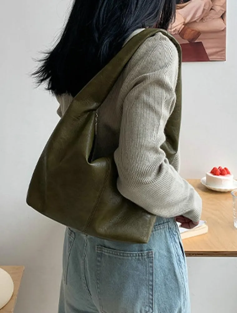 Fashion Vegan Leather Shoulder Bag for Women Large Dumpling Tote Purse Casual Soft Handbag Top Handle Satchel