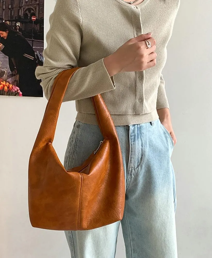 Fashion Vegan Leather Shoulder Bag for Women Large Dumpling Tote Purse Casual Soft Handbag Top Handle Satchel