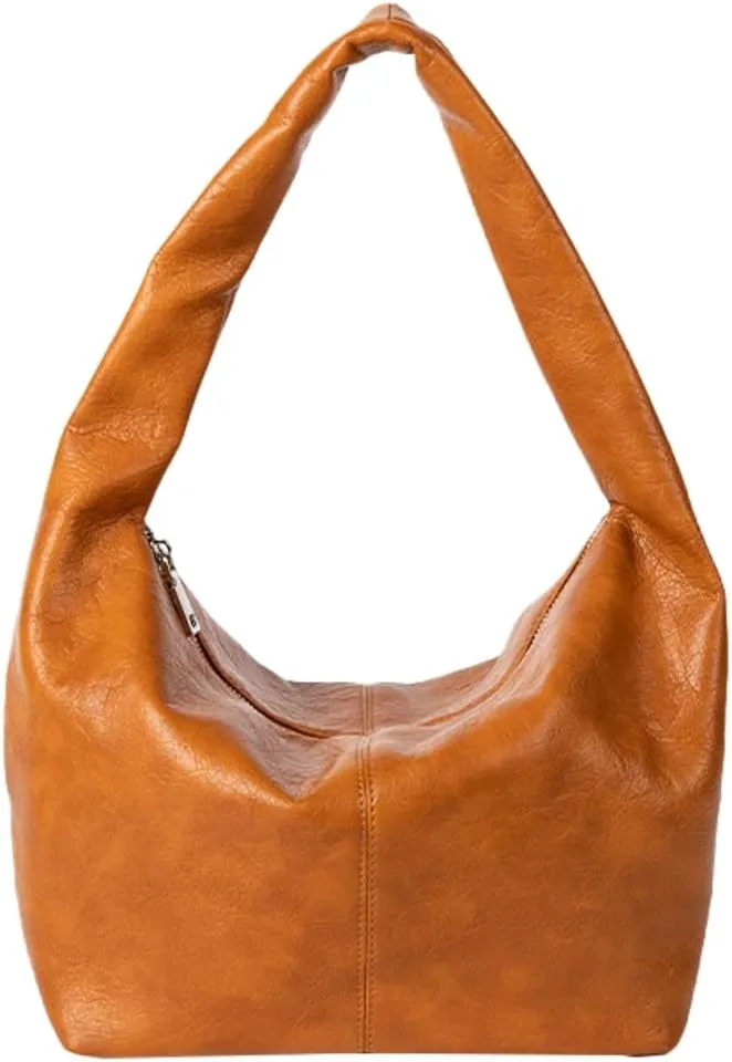 Fashion Vegan Leather Shoulder Bag for Women Large Dumpling Tote Purse Casual Soft Handbag Top Handle Satchel