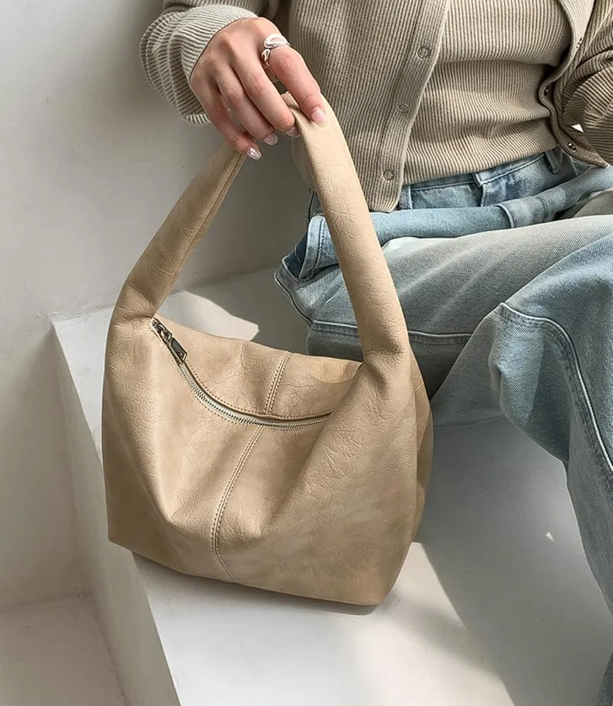 Fashion Vegan Leather Shoulder Bag for Women Large Dumpling Tote Purse Casual Soft Handbag Top Handle Satchel