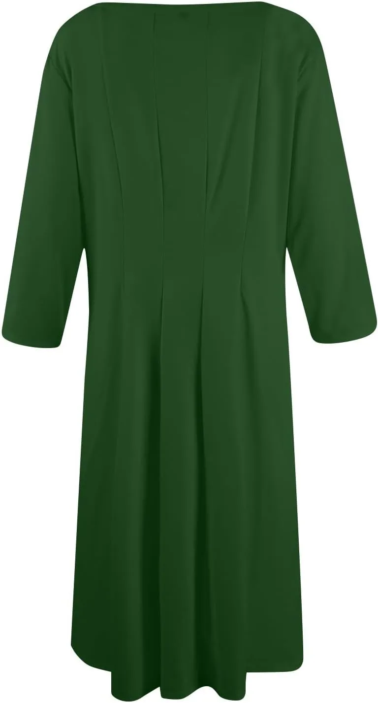 Formal Dresses for Women Casual Swing Midi Pleated A Line 3/4 Sleeve Summer
