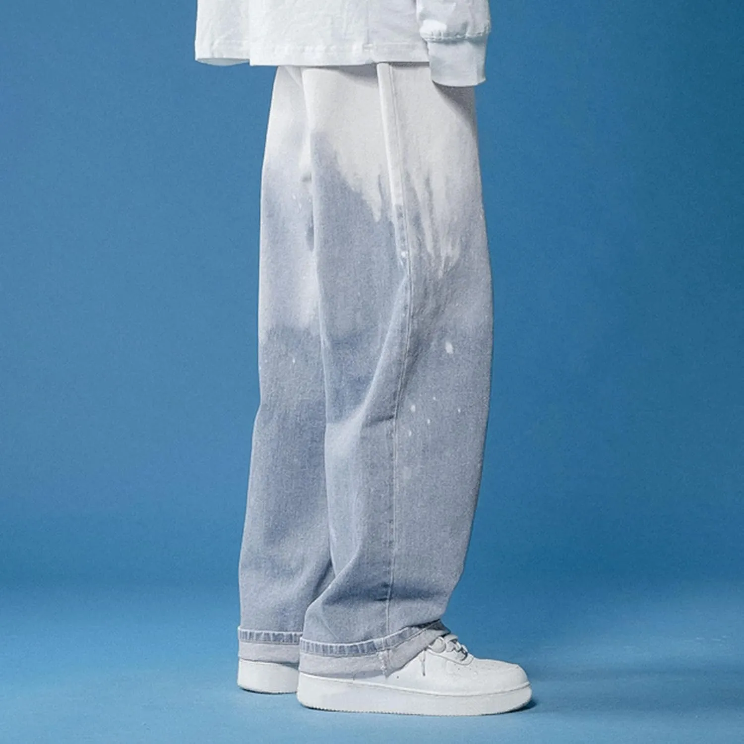 GIERIDUC Harajuku Hip Hop Denim Pants Men Winter Workout Clothes for Men Casual Jogger Pants for Men Long Legged Joggers Mens