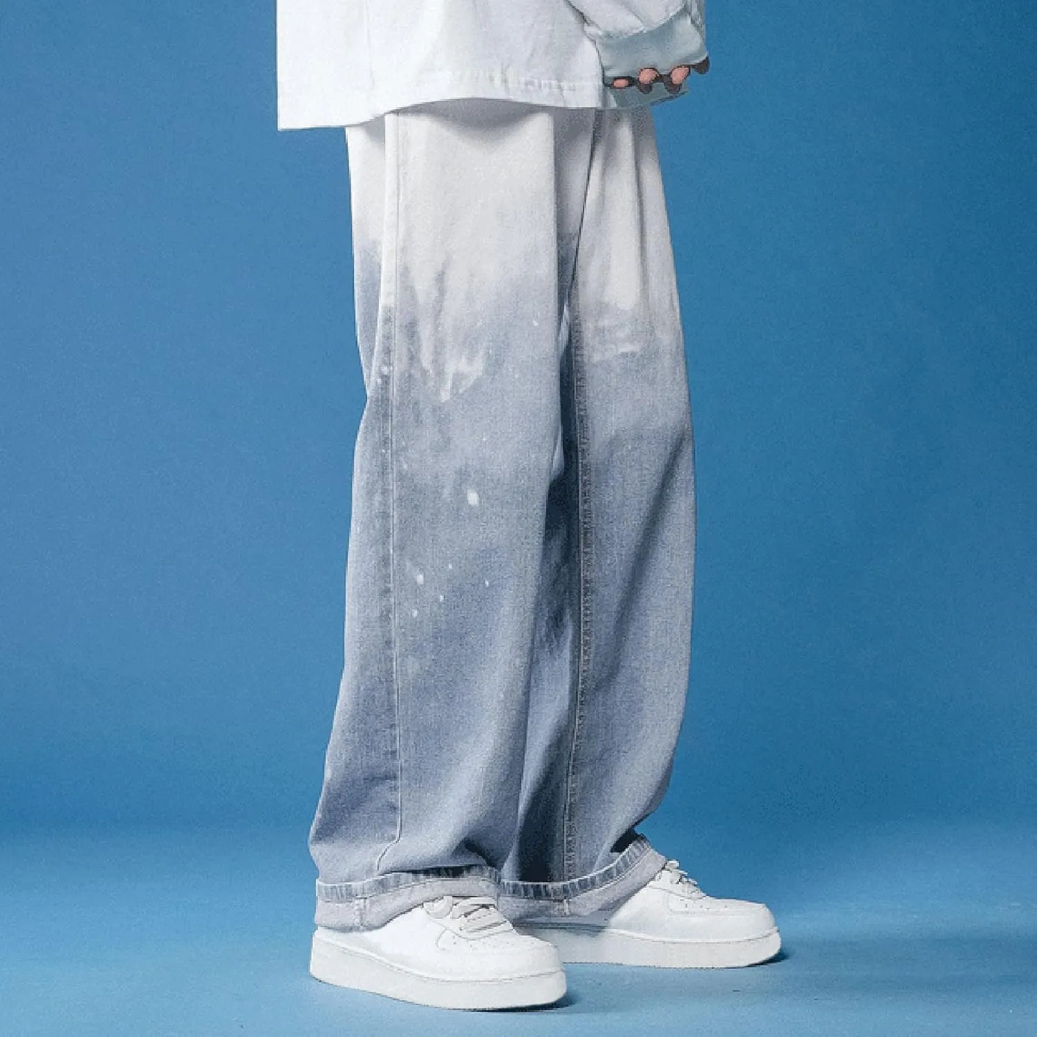 GIERIDUC Harajuku Hip Hop Denim Pants Men Winter Workout Clothes for Men Casual Jogger Pants for Men Long Legged Joggers Mens