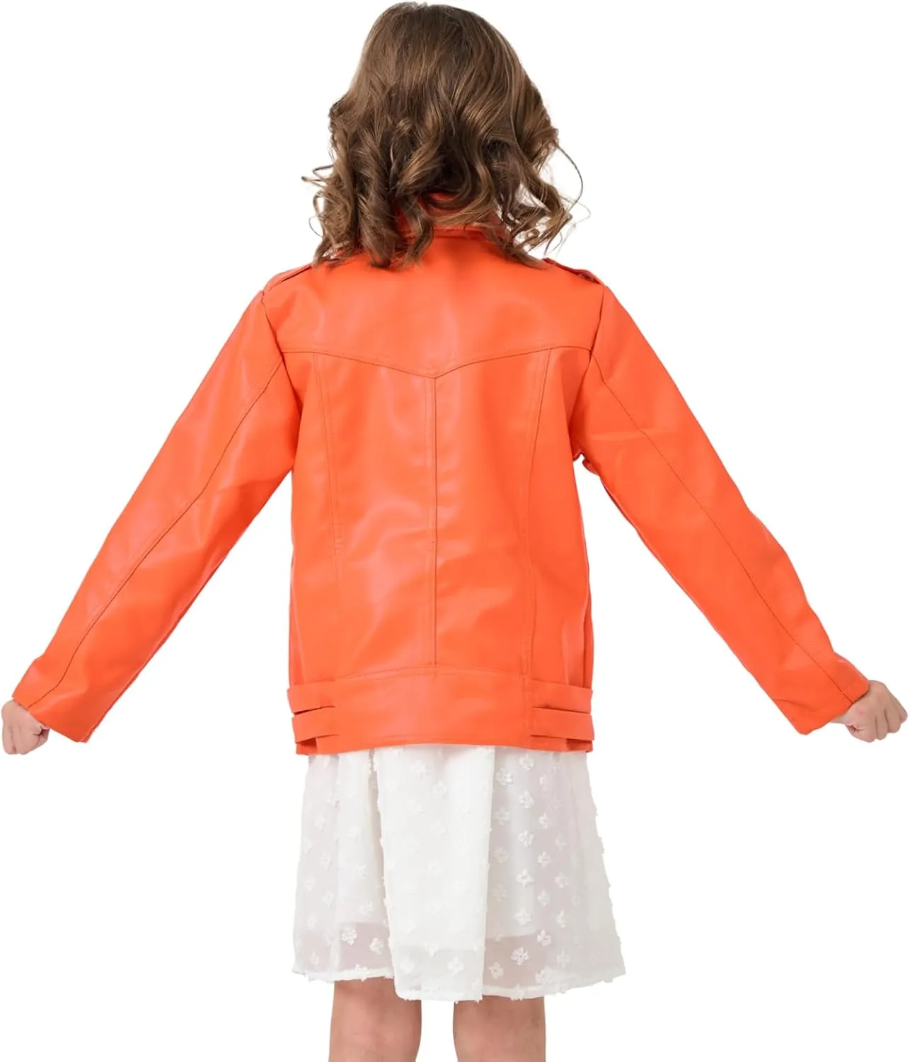 Girls Boys Biker Jacket Faux Leather Rivets Leather Motor Jacket Coat For Kids 3-16Years
