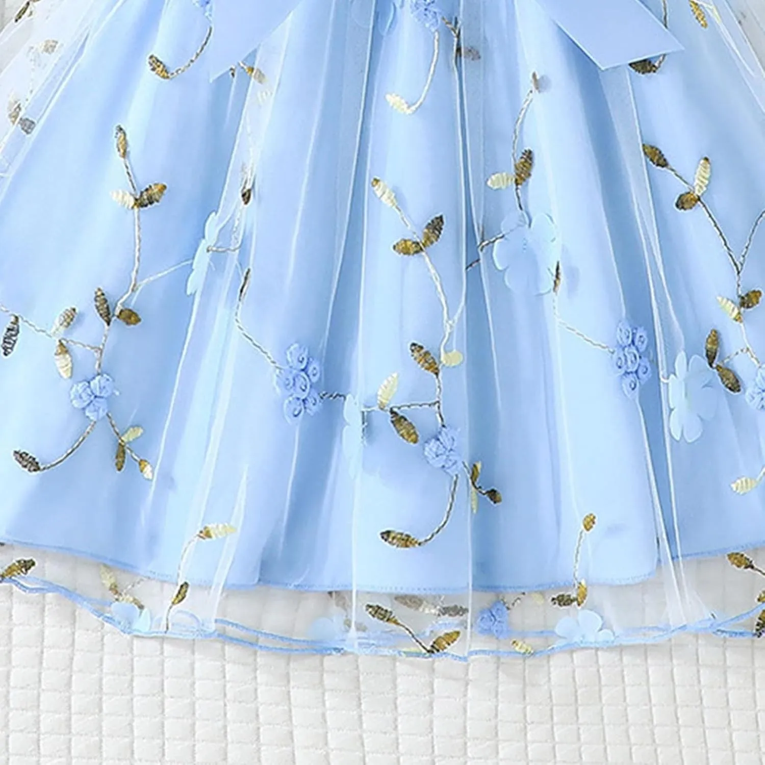 Girls Ruffle One Shoulder Summer Cute Floral Tulle Dress Kids Baby Toddler A-Line Mesh Party Dresses for 2-8 Years