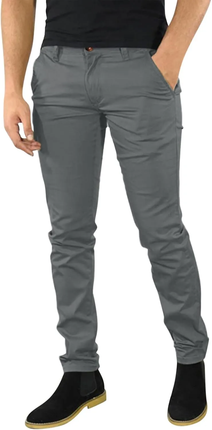 GOKKILRW Mens Chinos Slim Fit Skinny Dress Pants Flat Front Stretch Business Work Tapered Pants Comfy Casual Solid Golf Pants