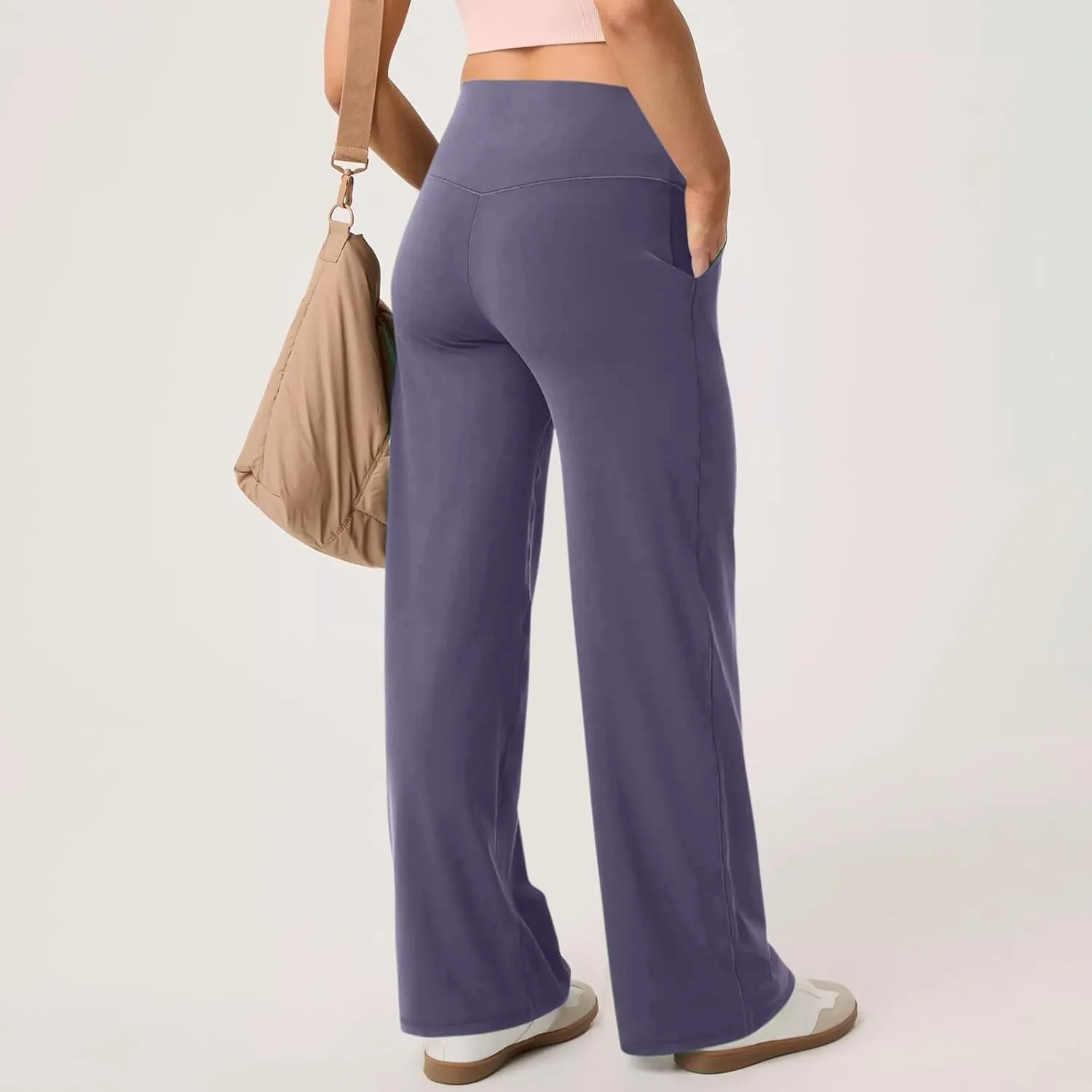 GOKKILRW Women's Yoga Pants Wide Leg Dress Work Pants Tummy Control Stretch High Waist Casual Trousers Slacks with Pockets
