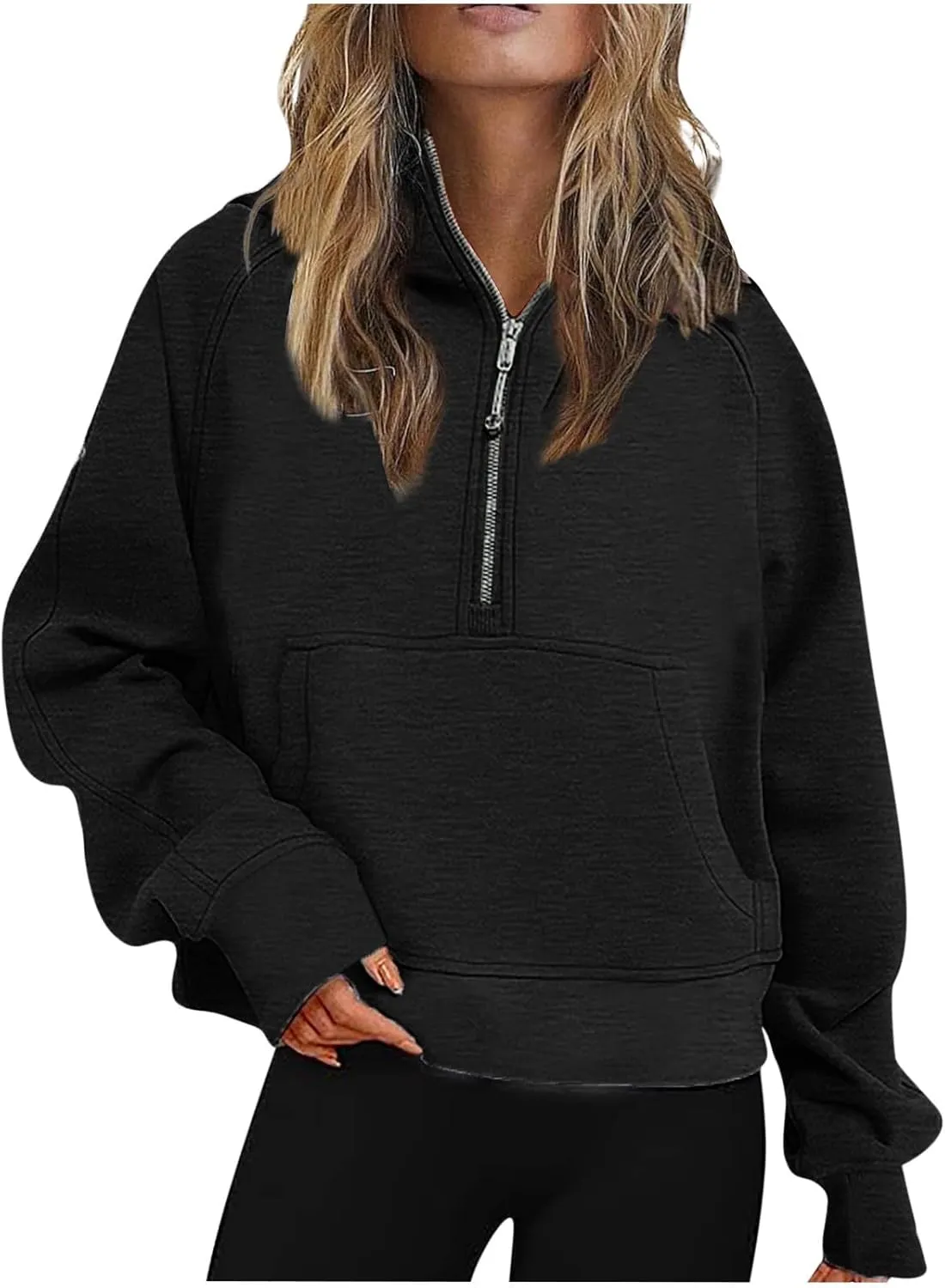 Half Zip Up Hoodie For Women Trendy 2023 Fall y2k Outfits Oversized Long Sleeve Hooded Sweatshirt Pullover