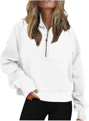Half Zip Up Hoodie For Women Trendy 2023 Fall y2k Outfits Oversized Long Sleeve Hooded Sweatshirt Pullover