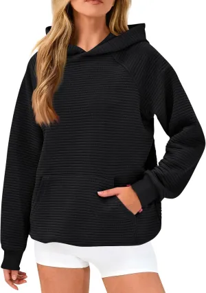 Hoodies for Women Casual Hooded Oversized Sweatshirts with Kangaroo Pocket Raglan Long Sleeve Loose Pullover Tops