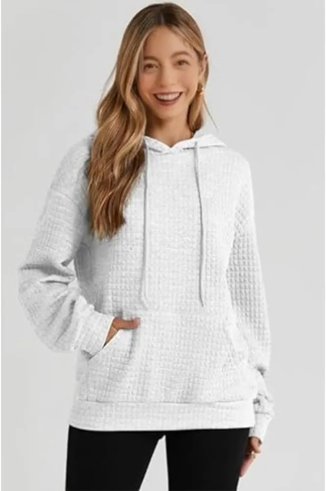 Hoodies For Women Casual Pullover Long Sleeve Drawstring Hooded Sweatshirt with Pocket 2024