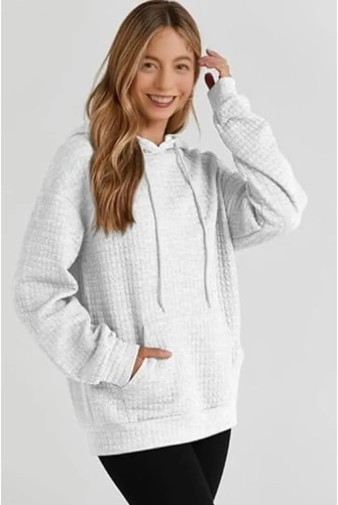 Hoodies For Women Casual Pullover Long Sleeve Drawstring Hooded Sweatshirt with Pocket 2024