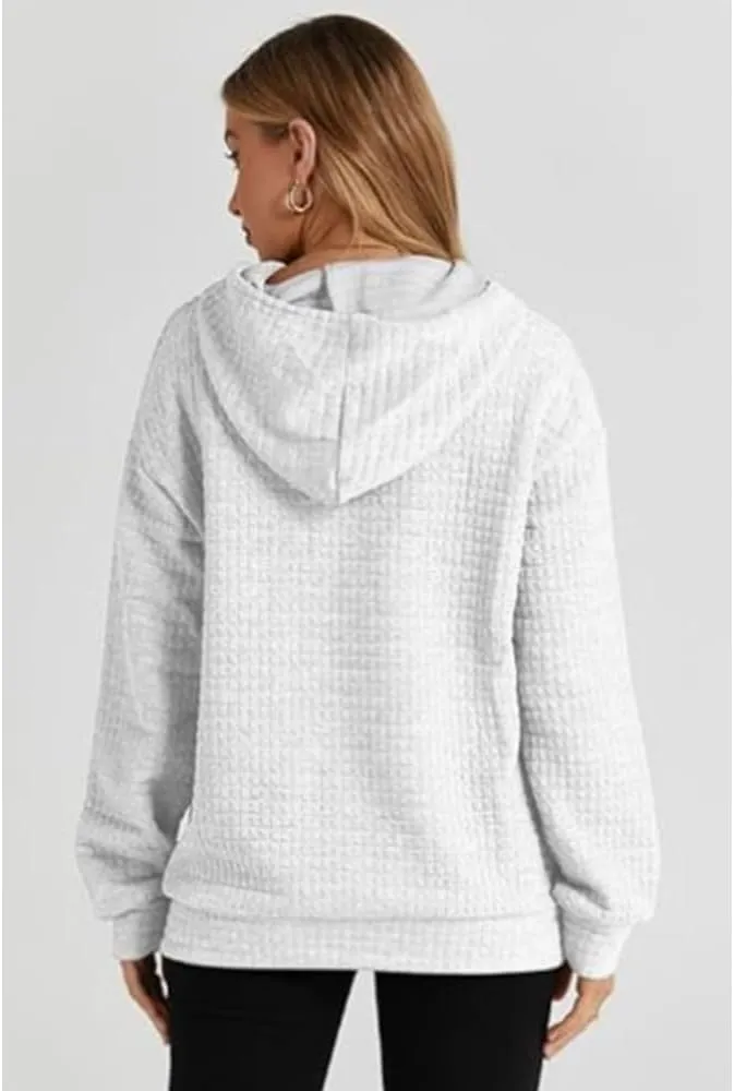 Hoodies For Women Casual Pullover Long Sleeve Drawstring Hooded Sweatshirt with Pocket 2024