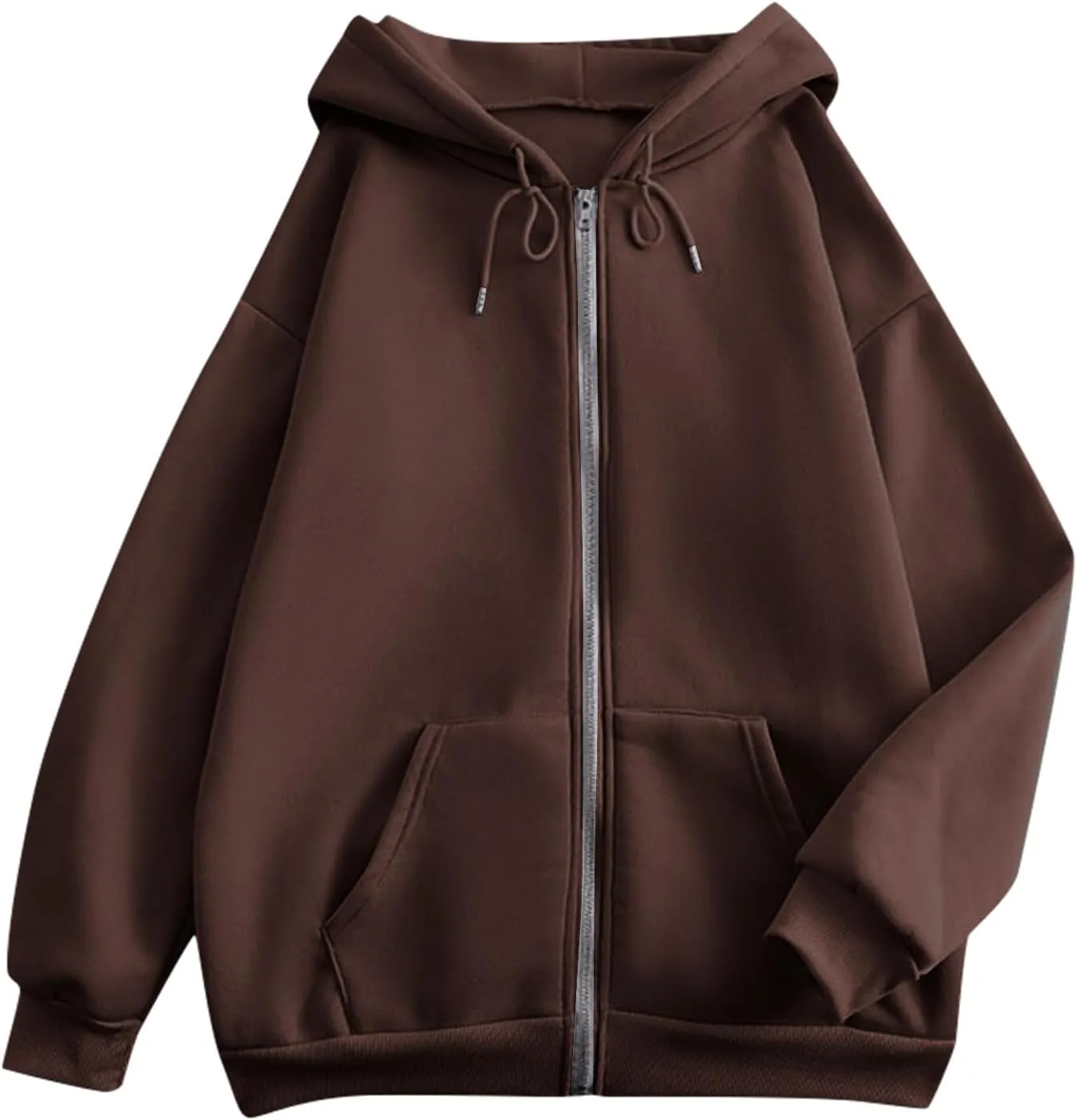 Hoodies for Women Long Sleeve Fall Fashion 2024 Oversized Zip Up Sweatshirts Solid Light Hoodie Jacket with Pockets