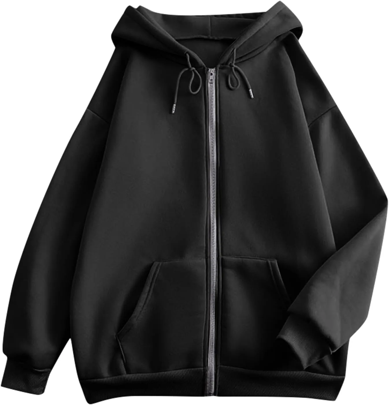Hoodies for Women Long Sleeve Fall Fashion 2024 Oversized Zip Up Sweatshirts Solid Light Hoodie Jacket with Pockets