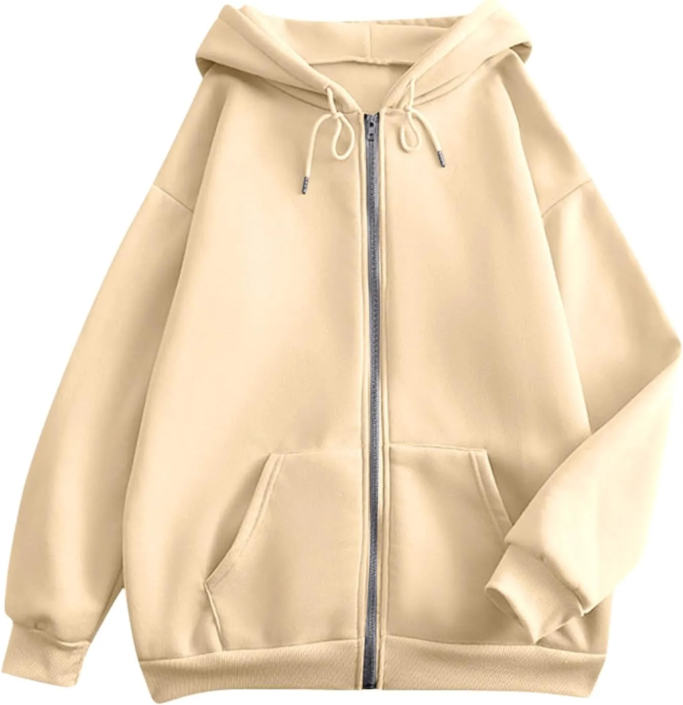 Hoodies for Women Long Sleeve Fall Fashion 2024 Oversized Zip Up Sweatshirts Solid Light Hoodie Jacket with Pockets