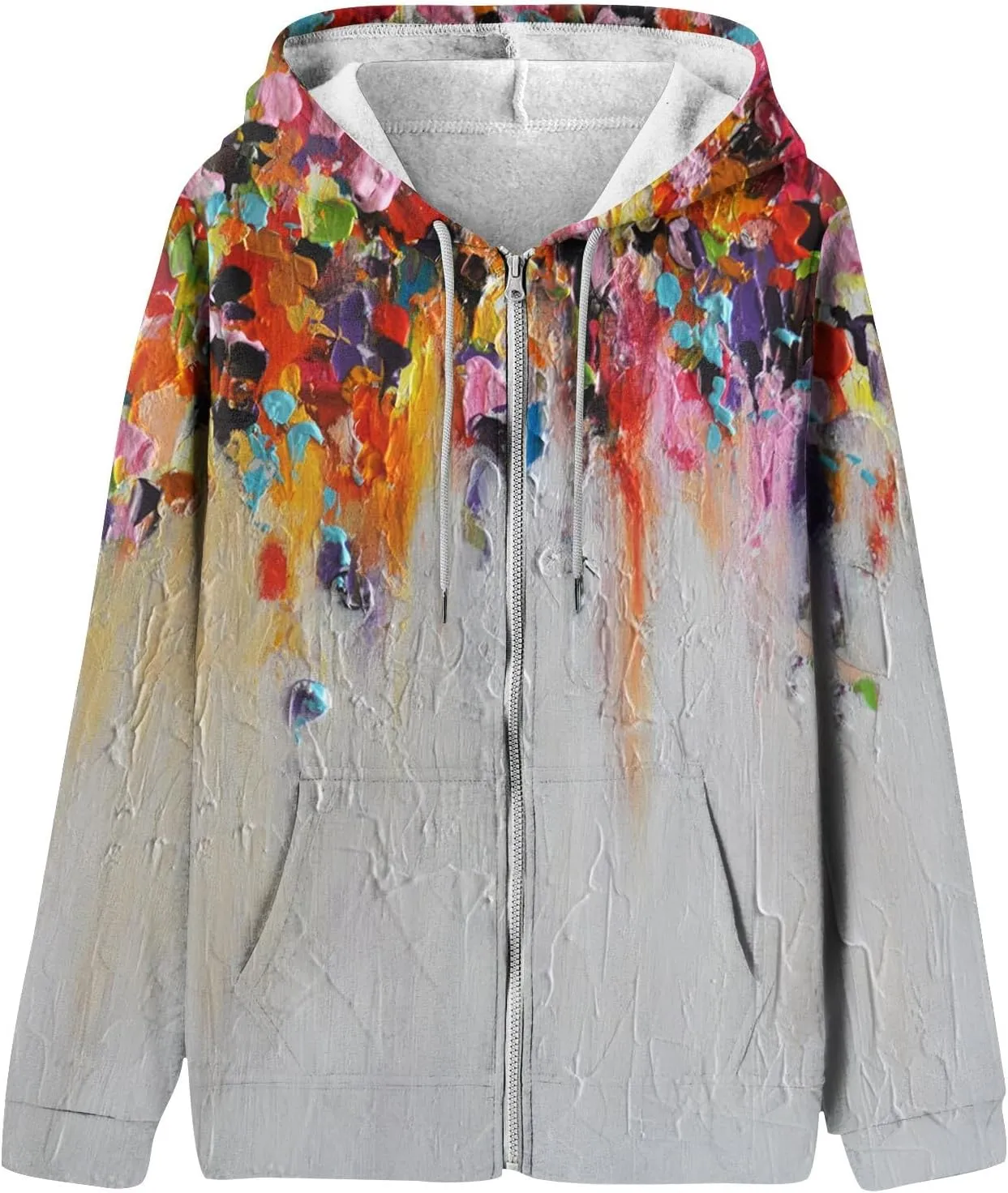Hoodies for Women Stylish Zip Up Hoodie Long Sleeve Print Sweatshirts Casual Fashion Jackets with Pocket Fall Outfits
