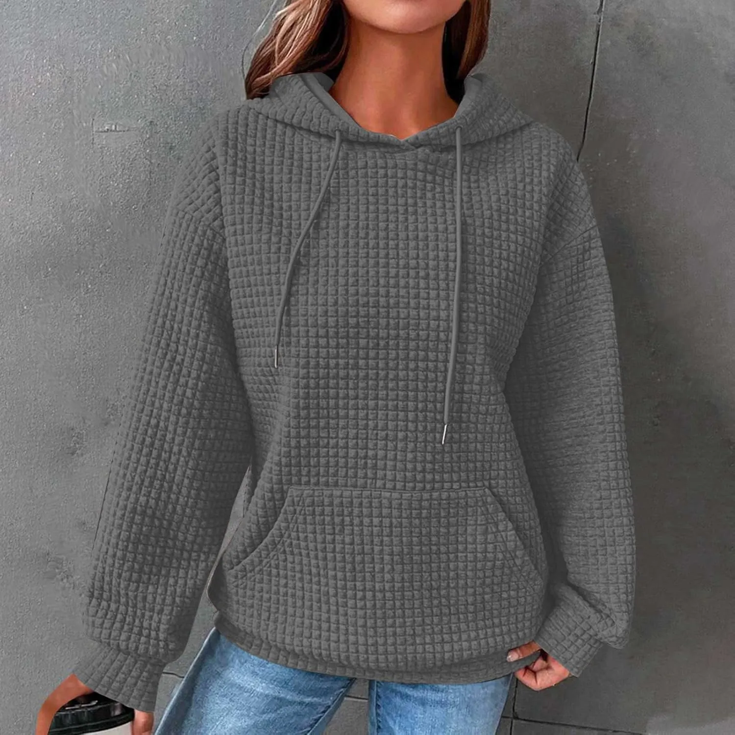 Hoodies for Women Trendy,Pullover Oversized Hooded Sweatshirts Y2k Long Sleeve Pullover Tops Fall Winter Clothes 2024