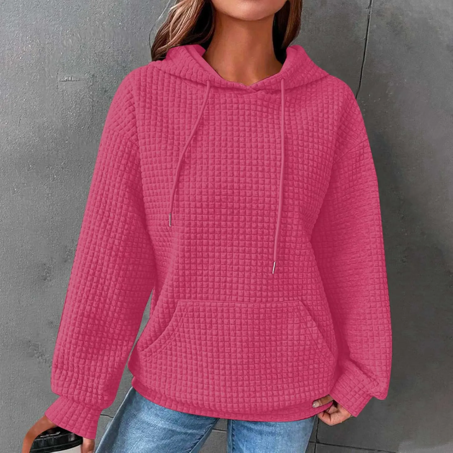 Hoodies for Women Trendy,Pullover Oversized Hooded Sweatshirts Y2k Long Sleeve Pullover Tops Fall Winter Clothes 2024