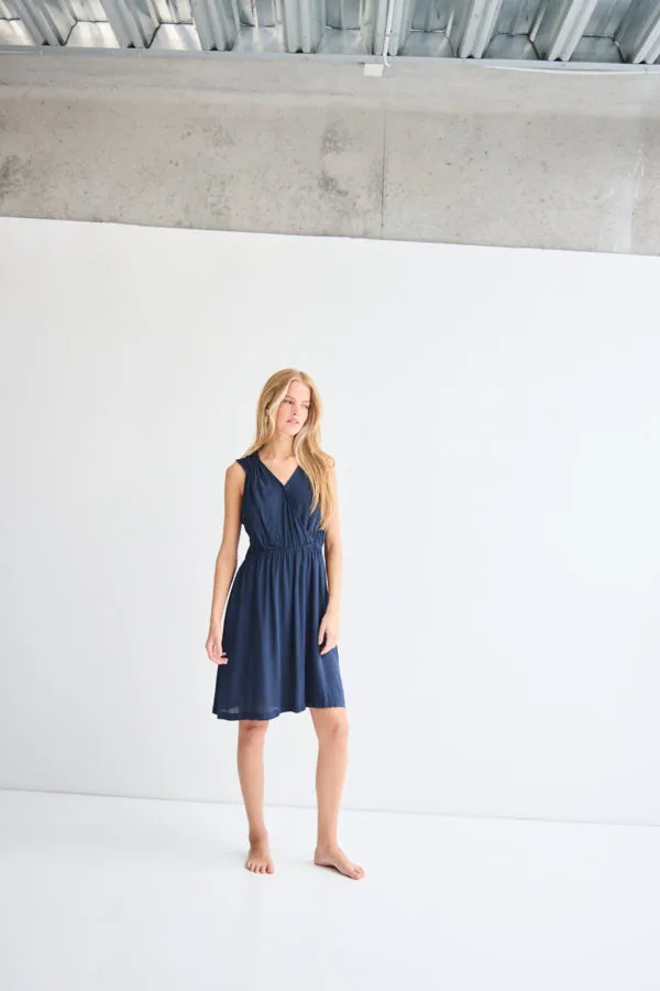 ICHI Tie Back Dress || Navy