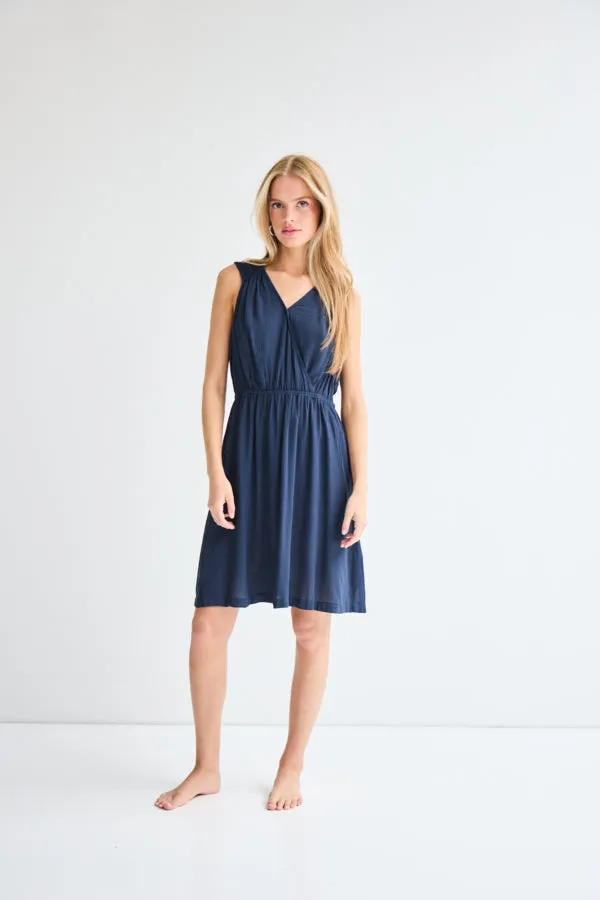 ICHI Tie Back Dress || Navy
