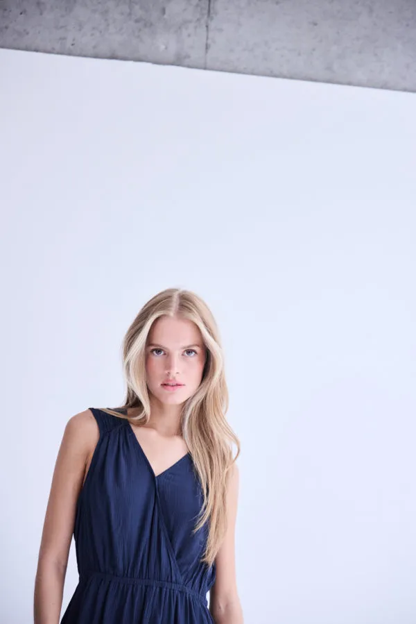 ICHI Tie Back Dress || Navy