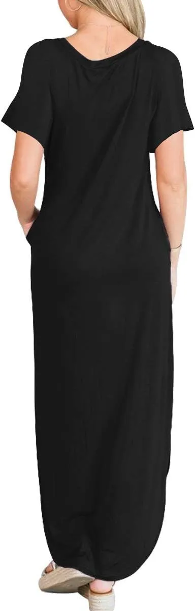 INKOFF Women Maxi Summer Dress Split Sundress Loose Casual Soft Shirt Dress Beach Trendy Vacation Outfit Resort Wear
