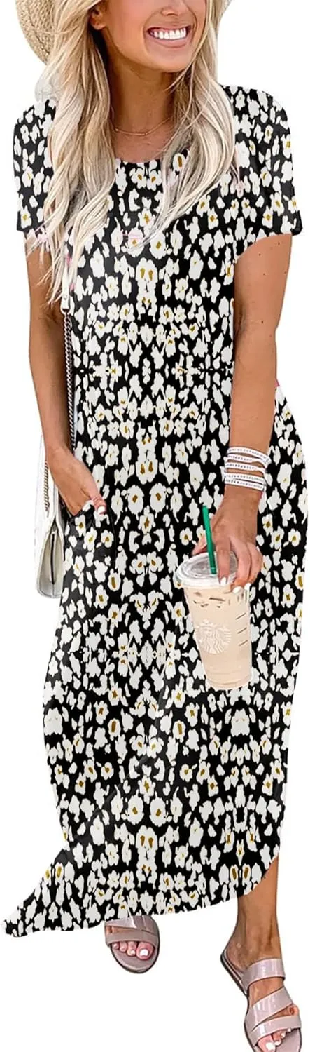 INKOFF Women Maxi Summer Dress Split Sundress Loose Casual Soft Shirt Dress Beach Trendy Vacation Outfit Resort Wear