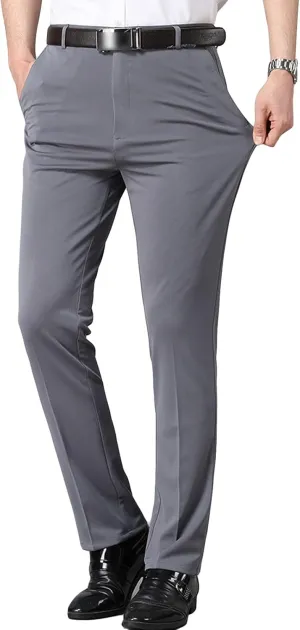 JEShifangjiusu Mens Casual Pants with Pockets Fashion Slim Fit Chinos Pants Stretch Skinny Flat-Front Business Dress Pants