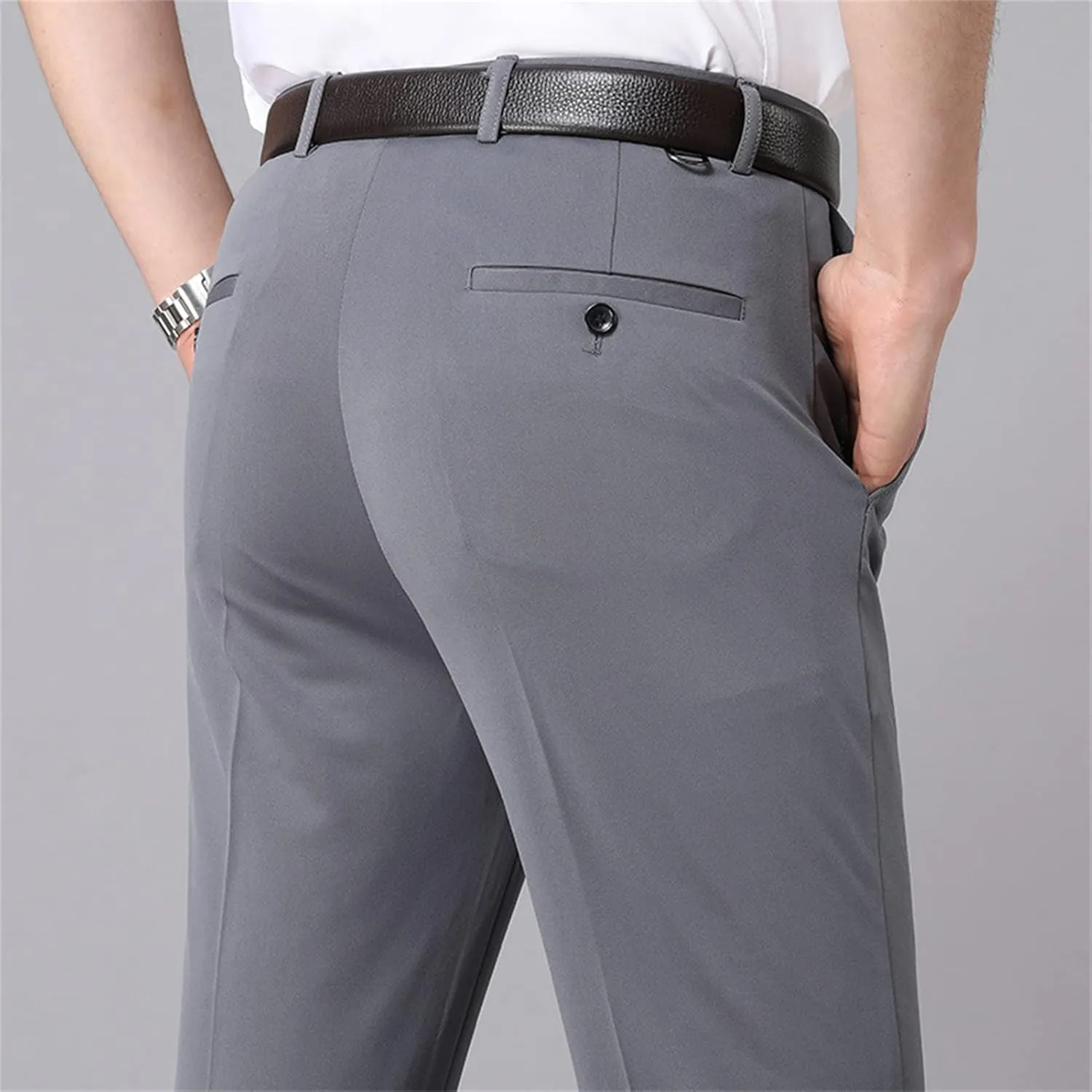JEShifangjiusu Mens Casual Pants with Pockets Fashion Slim Fit Chinos Pants Stretch Skinny Flat-Front Business Dress Pants
