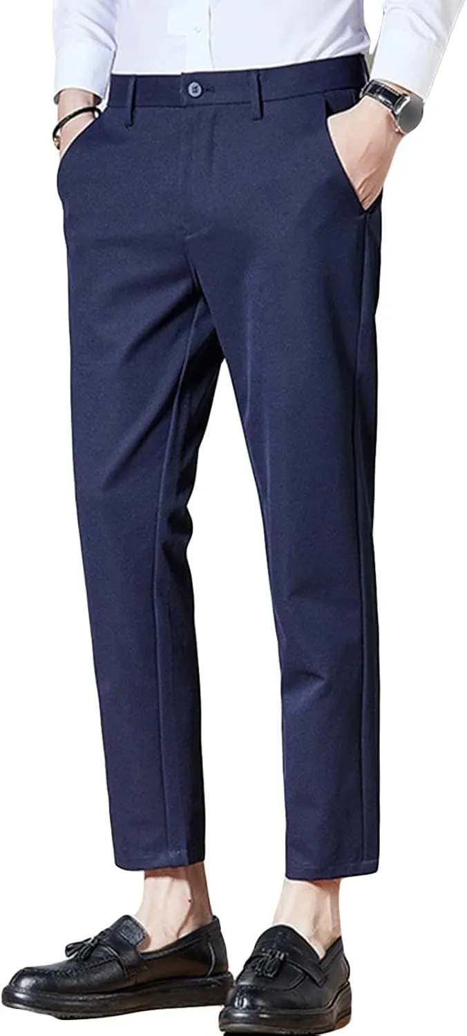 JEShifangjiusu Men's Slim-Fit Wrinkle-Resistant Chino Pant Flex Flat Front Straight Fit Pant Active Casual Pants Dress Pant