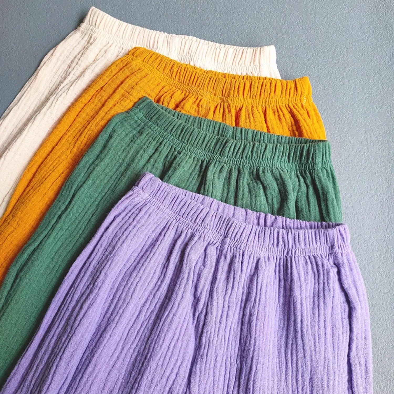 Kids Baby Boys Girls 3 Pack Cotton Linen Pants Casual Soft Elastic Long Bloomers Ankle Length Harem Pants Trousers